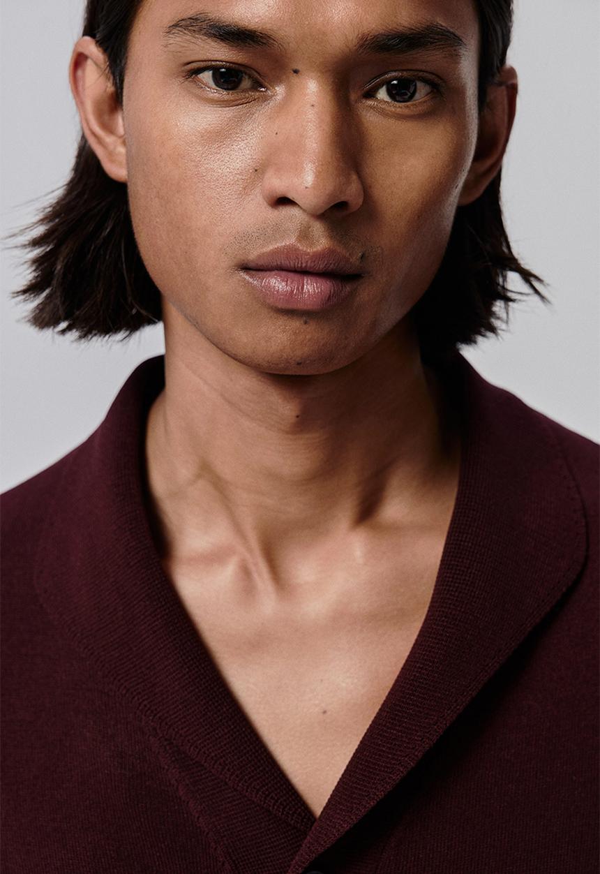 H&M - Regular fit fine-knit shirt - burgundy