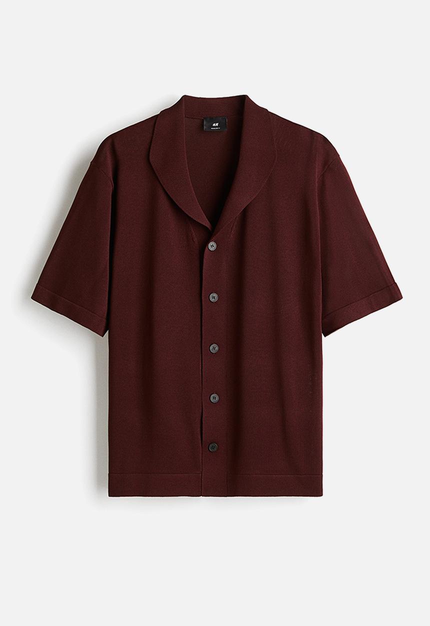 H&M - Regular fit fine-knit shirt - burgundy
