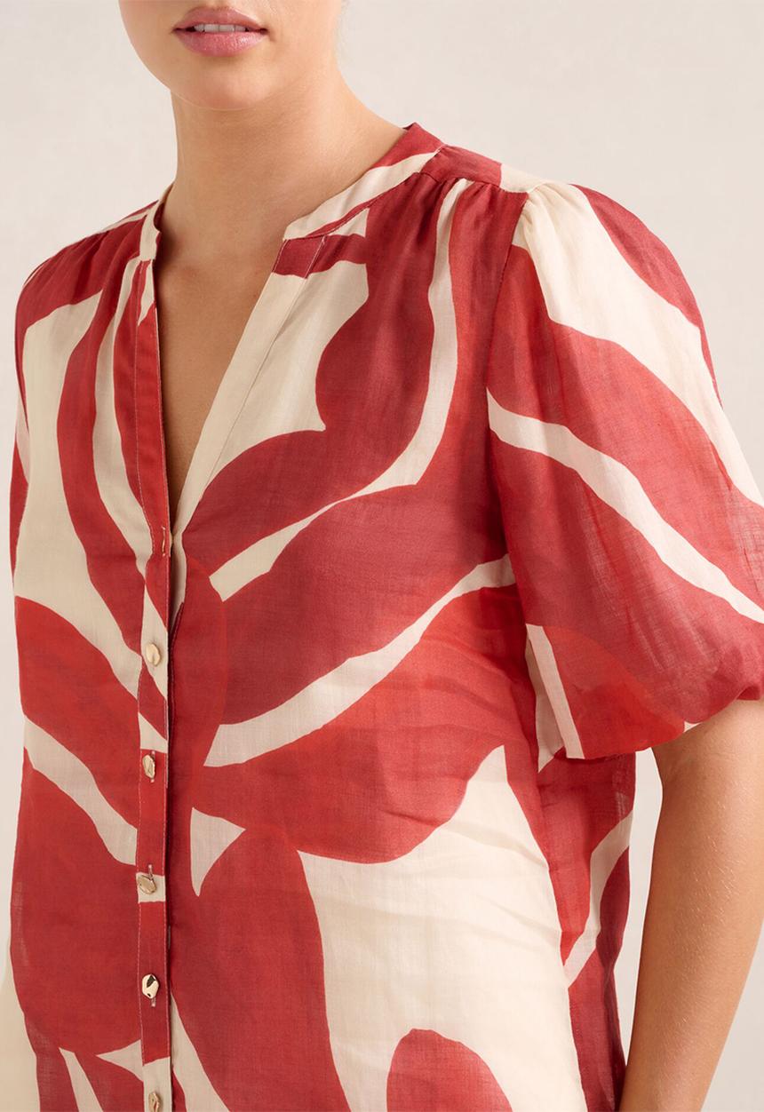 Forever New - Bianca Puff Sleeve Blouse in Nusa Leaf