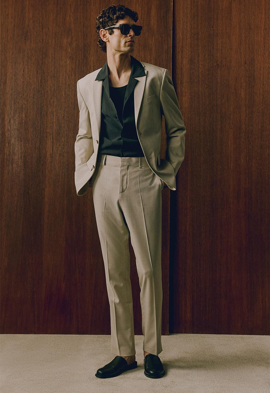 H&M - Slim fit suit trousers - light beige