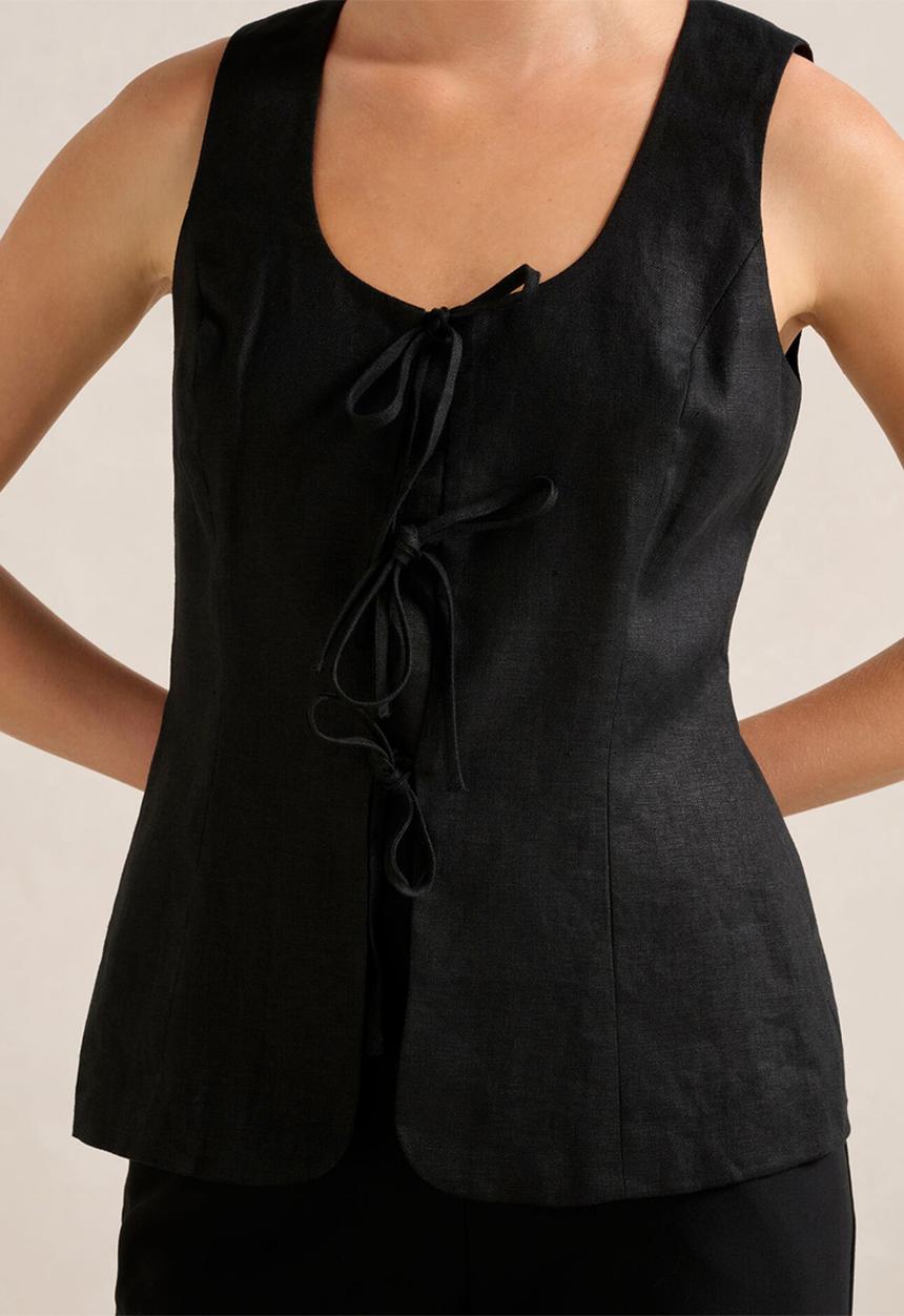 Forever New - Tia Tie Front Waistcoat - Black