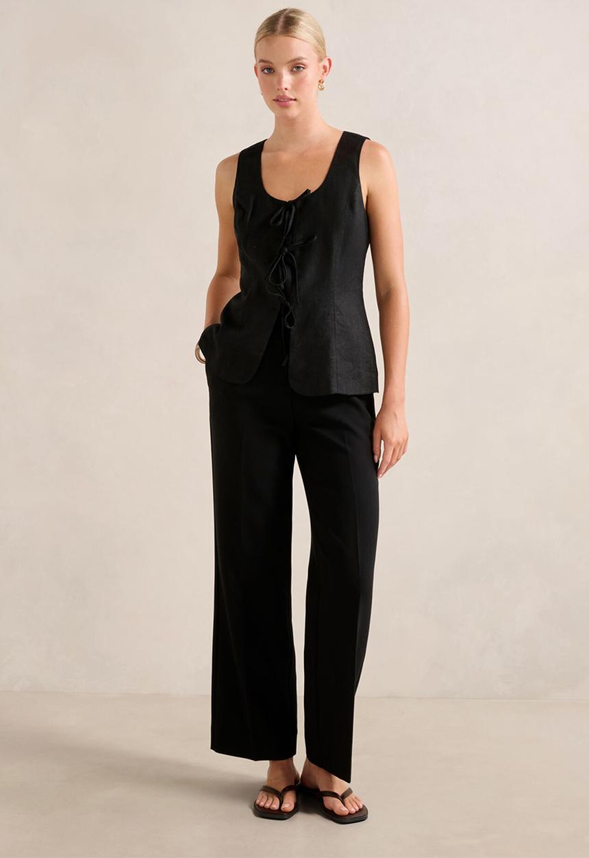 Forever New - Tia Tie Front Waistcoat - Black