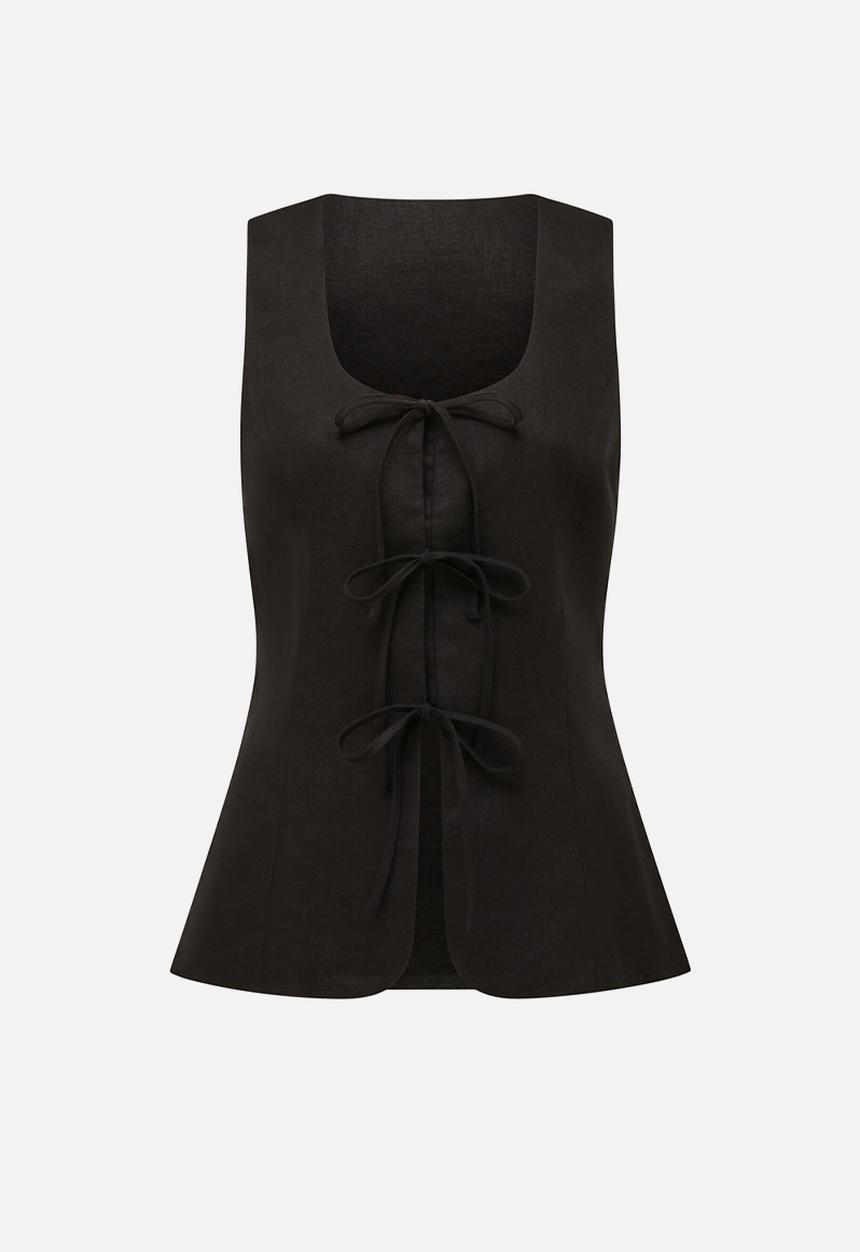 Forever New - Tia Tie Front Waistcoat - Black