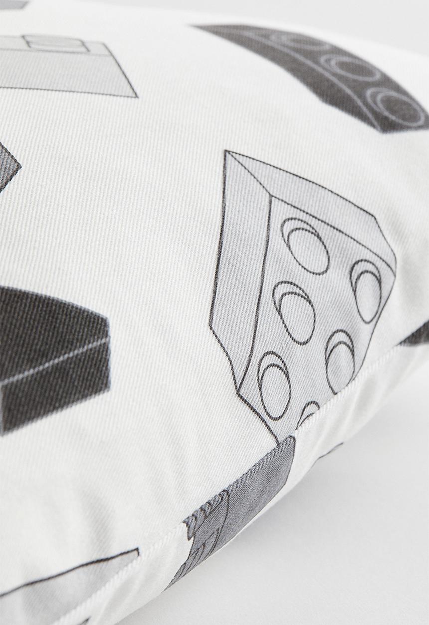 H&M - Patterned cushion cover - grey/lego