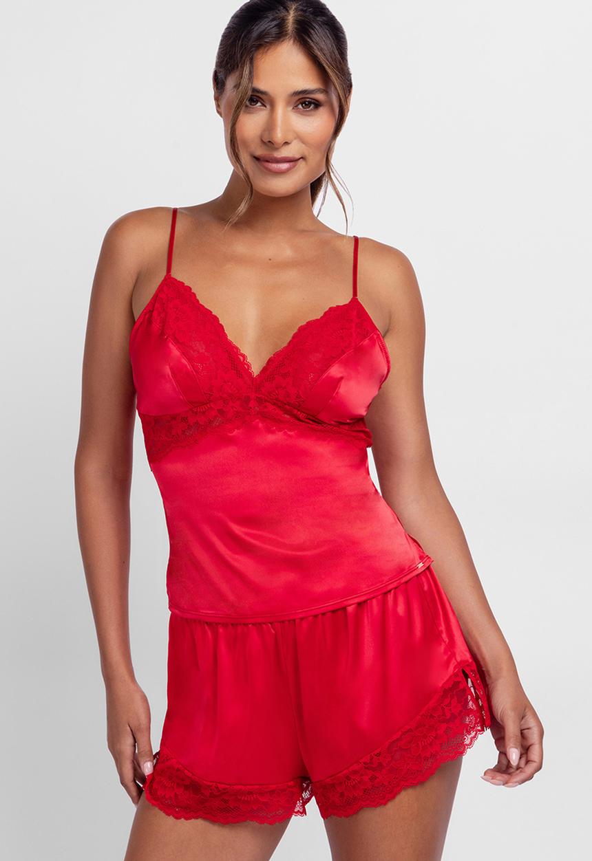 DORINA - Lyra-satin camisole - red
