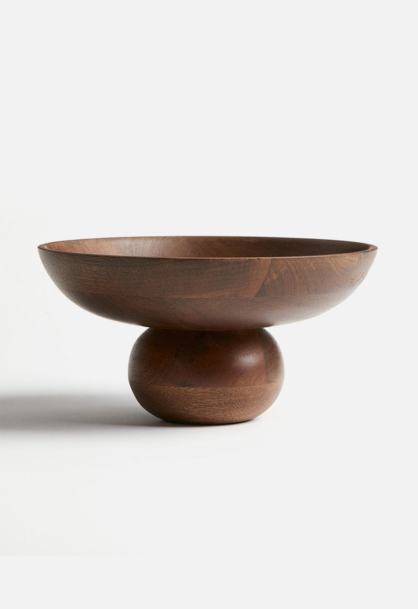 H&M - Footed wooden bowl - brown
