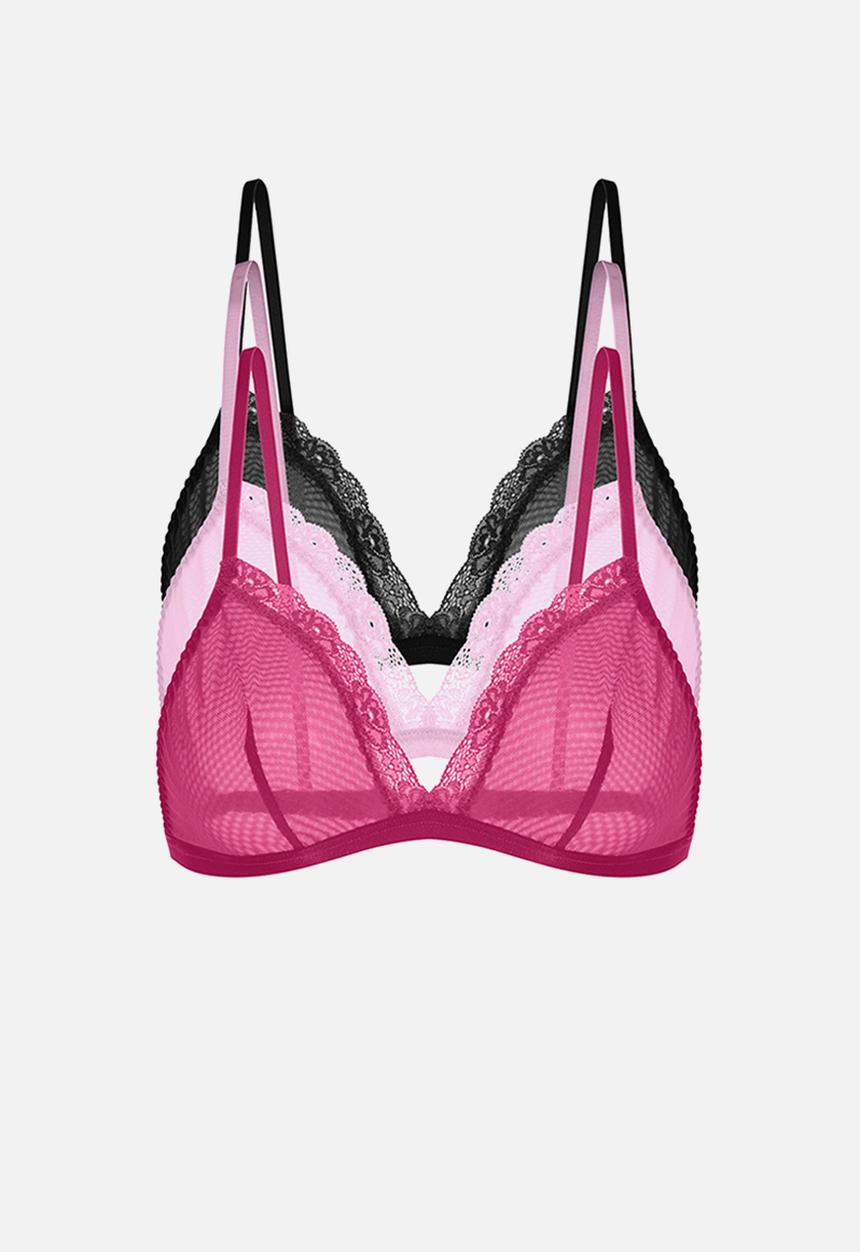 DORINA - Misha-3 pack bralette - pink & black