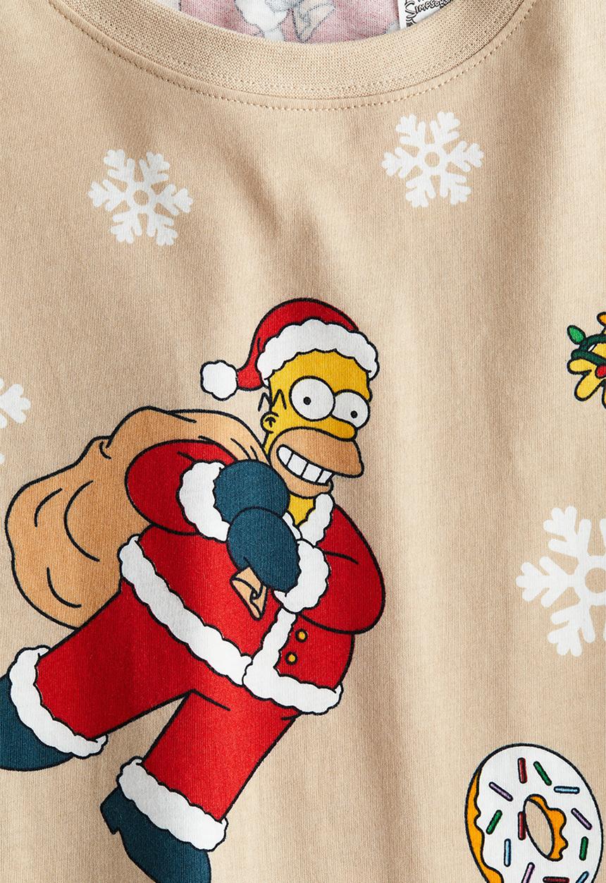 H&M - Print-motif cotton t-shirt - beige/the simpsons