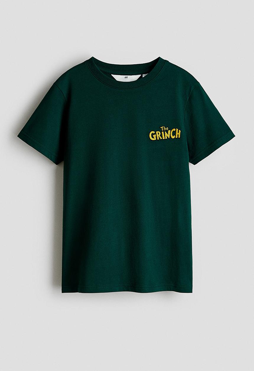 H&M - Printed t-shirt - dark green/the grinch