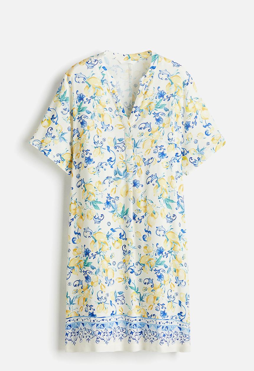 H&M - Viscose tunic dress - white lemons