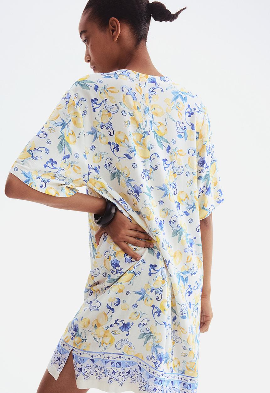 H&M - Viscose tunic dress - white lemons