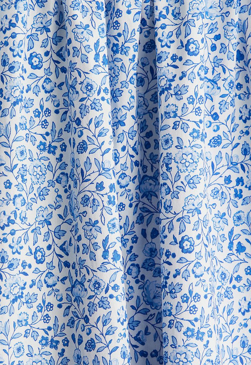 H&M - Flared-skirt cotton dress -  white & blue floral