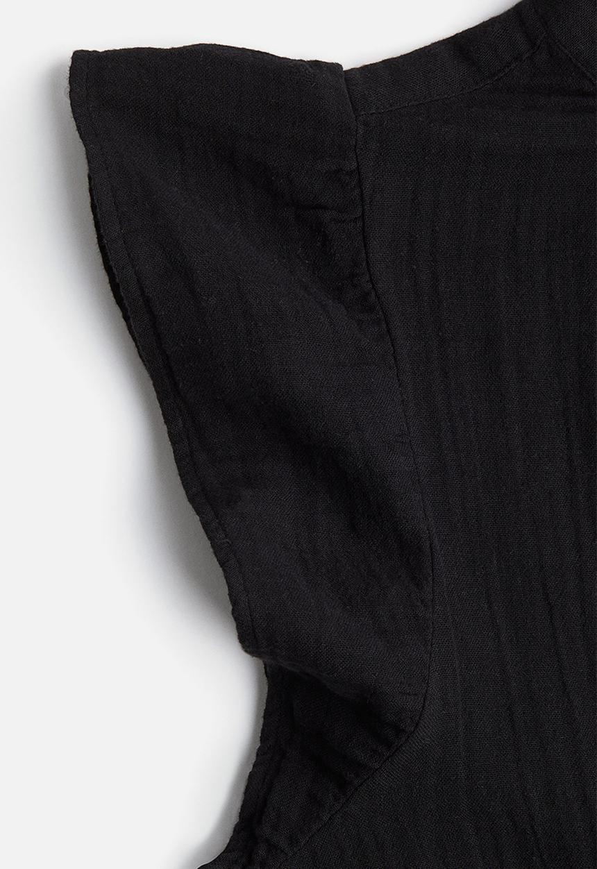 H&M - Flutter-sleeved muslin blouse - black