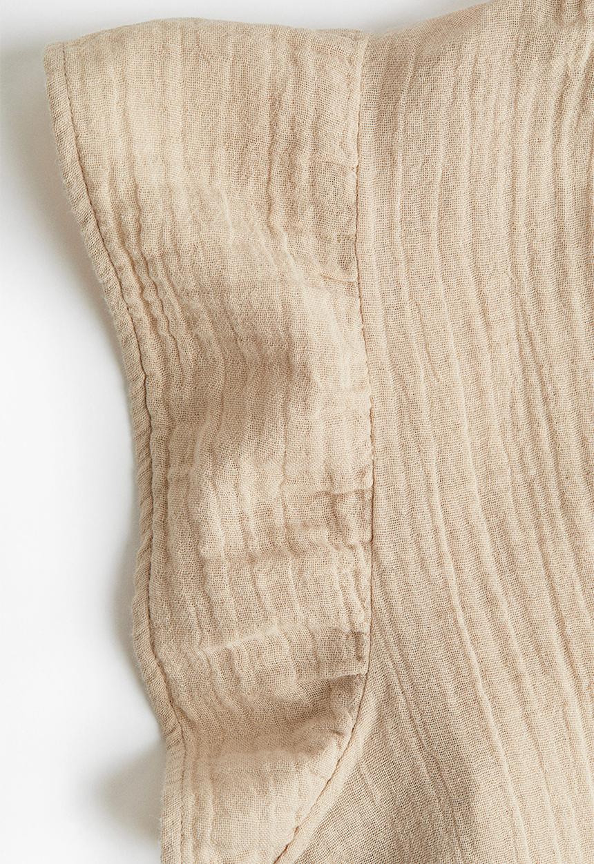 H&M - Flutter-sleeved muslin blouse - beige