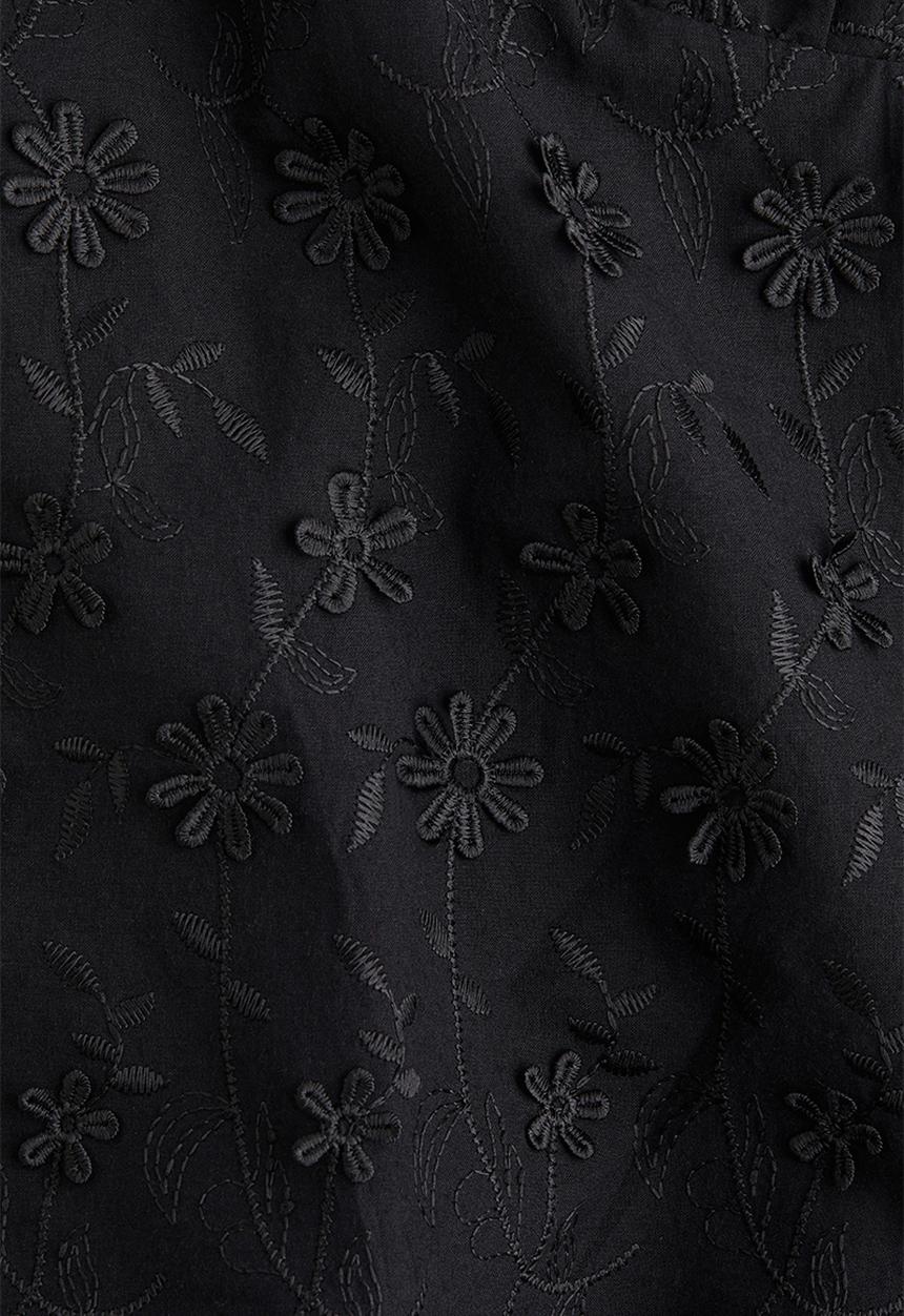 H&M - Appliquéd cotton dress - black
