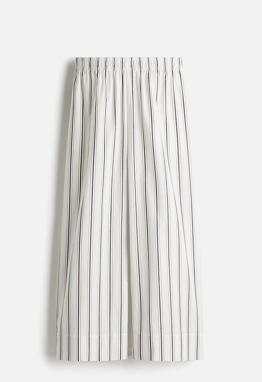 H&M - Ankle-length cotton trousers - white striped
