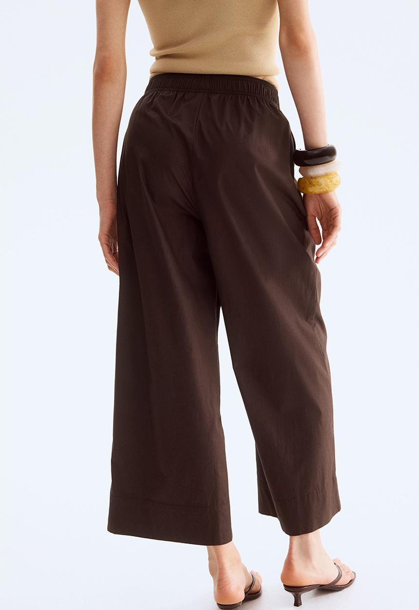 H&M - Ankle-length cotton trousers - dark brown 
