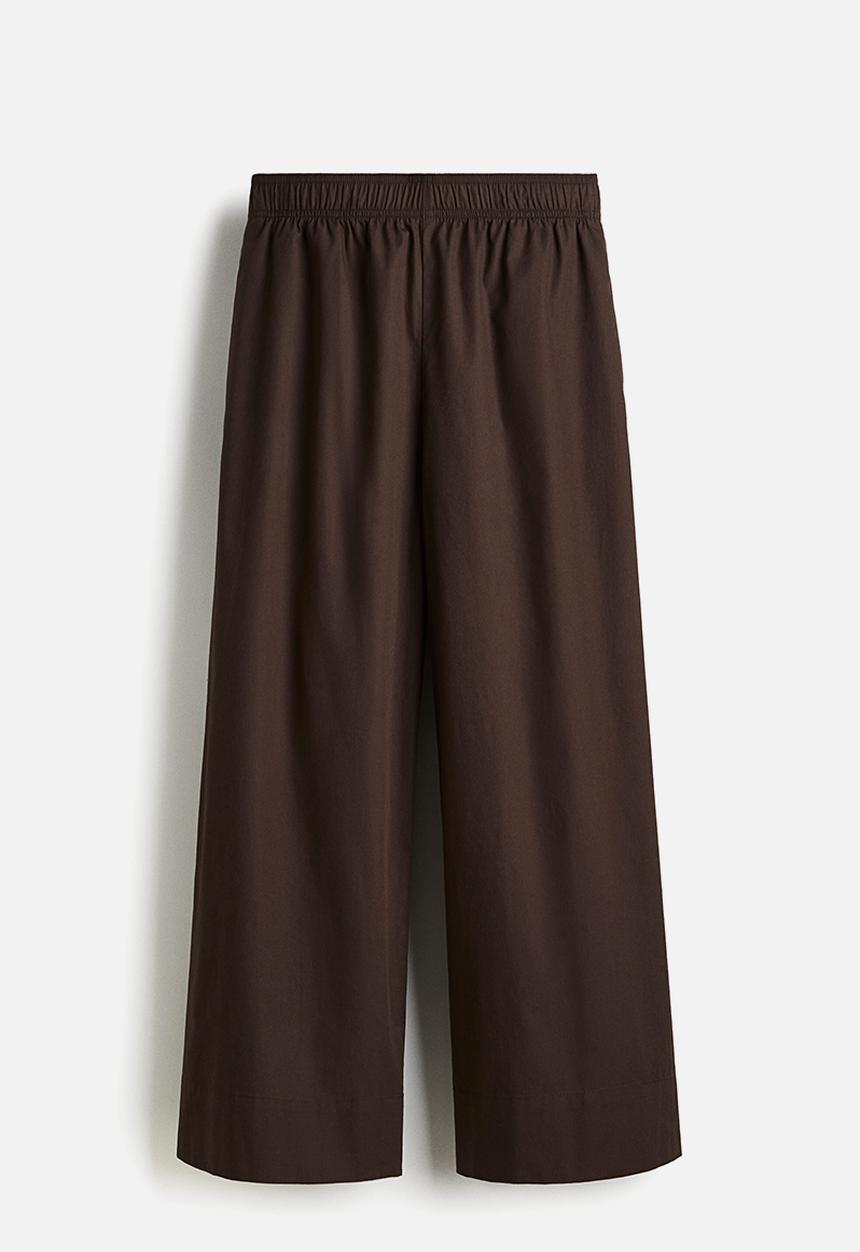 H&M - Ankle-length cotton trousers - dark brown 