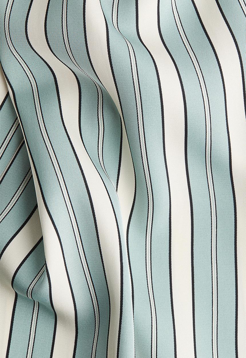 H&M - Drawstring twill trousers - light turquoise striped