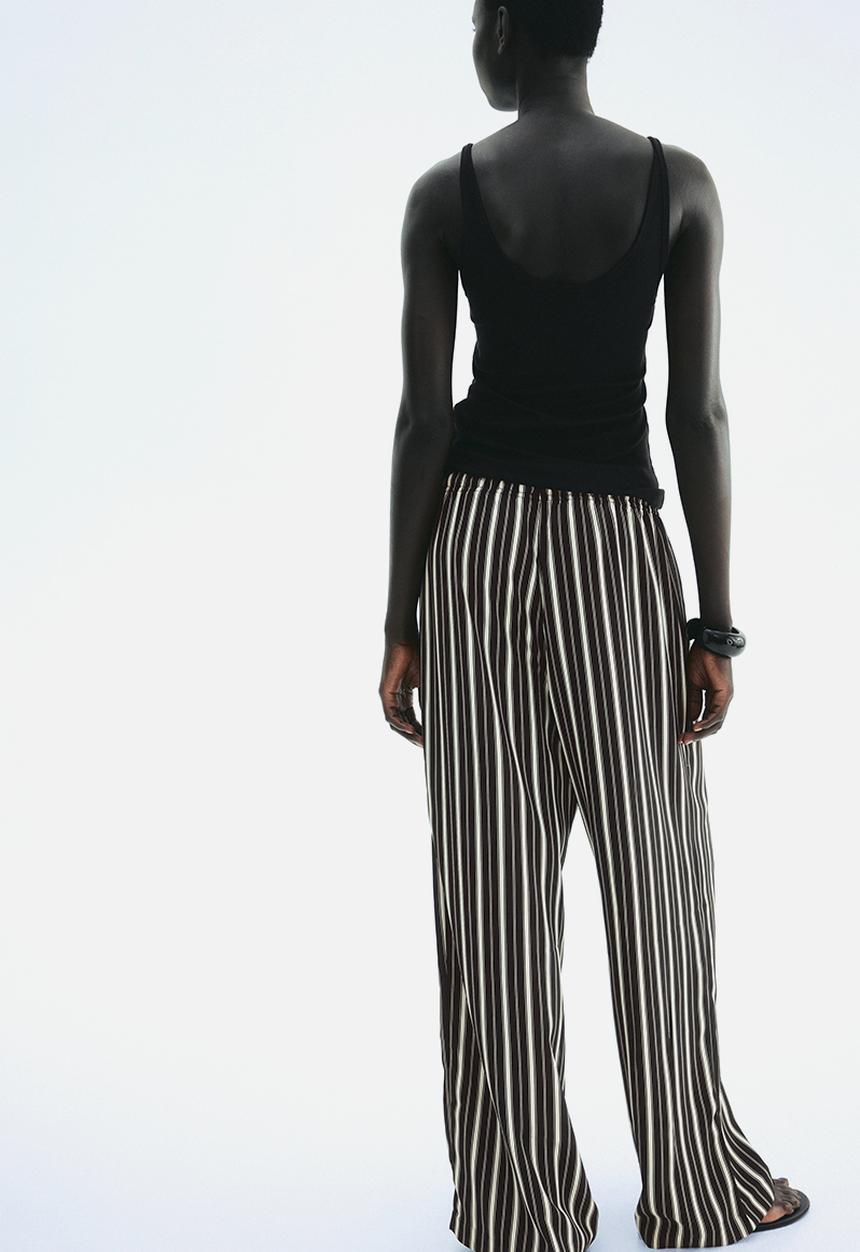 H&M - Drawstring twill trousers - black striped
