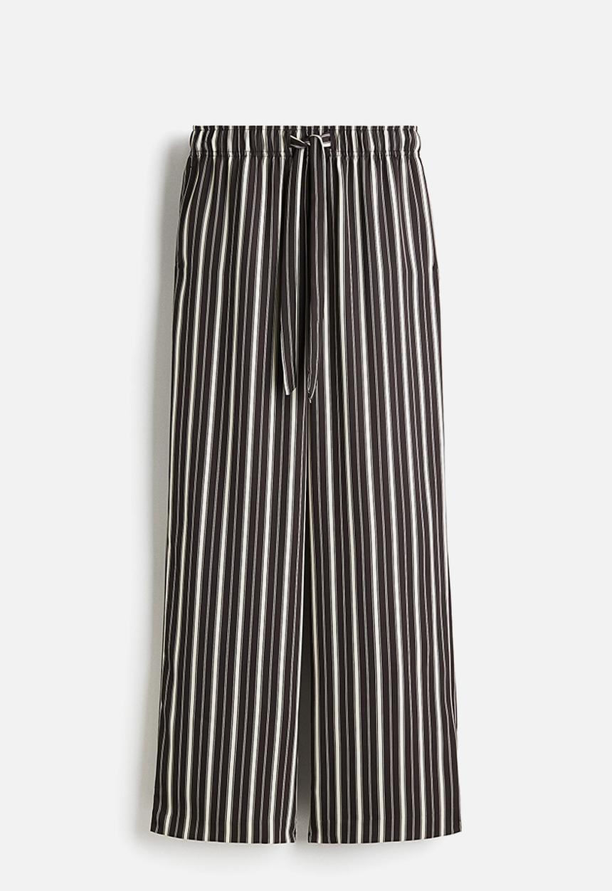 H&M - Drawstring twill trousers - black striped