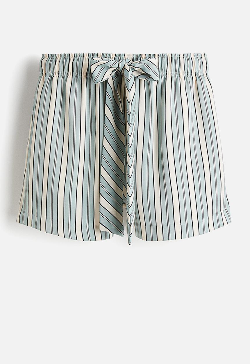 H&M - Twill drawstring shorts - light turquoise striped