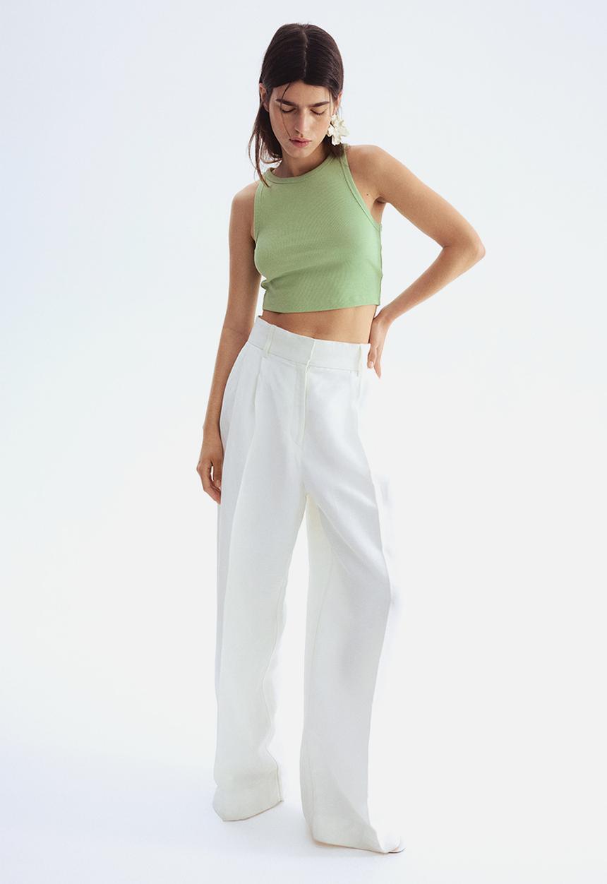 H&M - Cropped vest top - light green