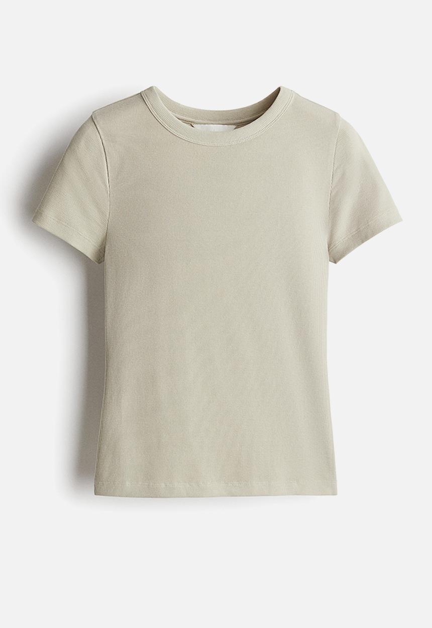 H&M - Ribbed modal-blend t-shirt - greige