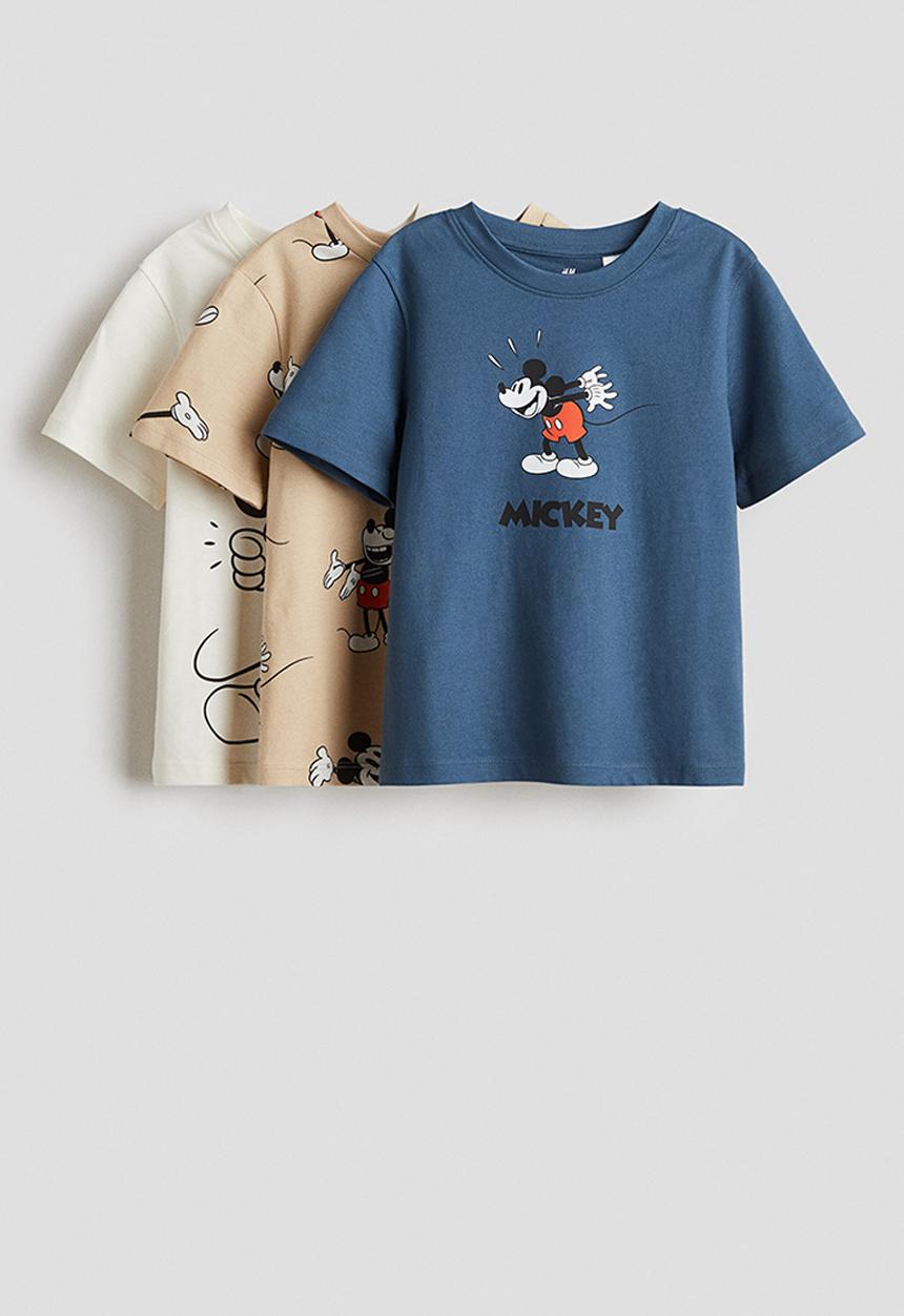 H&M - 3-Pack printed T-shirts - blue/mickey mouse