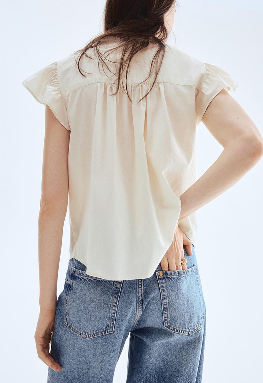 H&M - Embroidered blouse - cream & black
