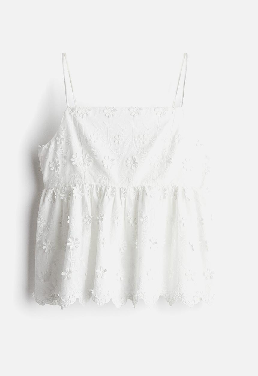 H&M - Appliquéd strappy top - white