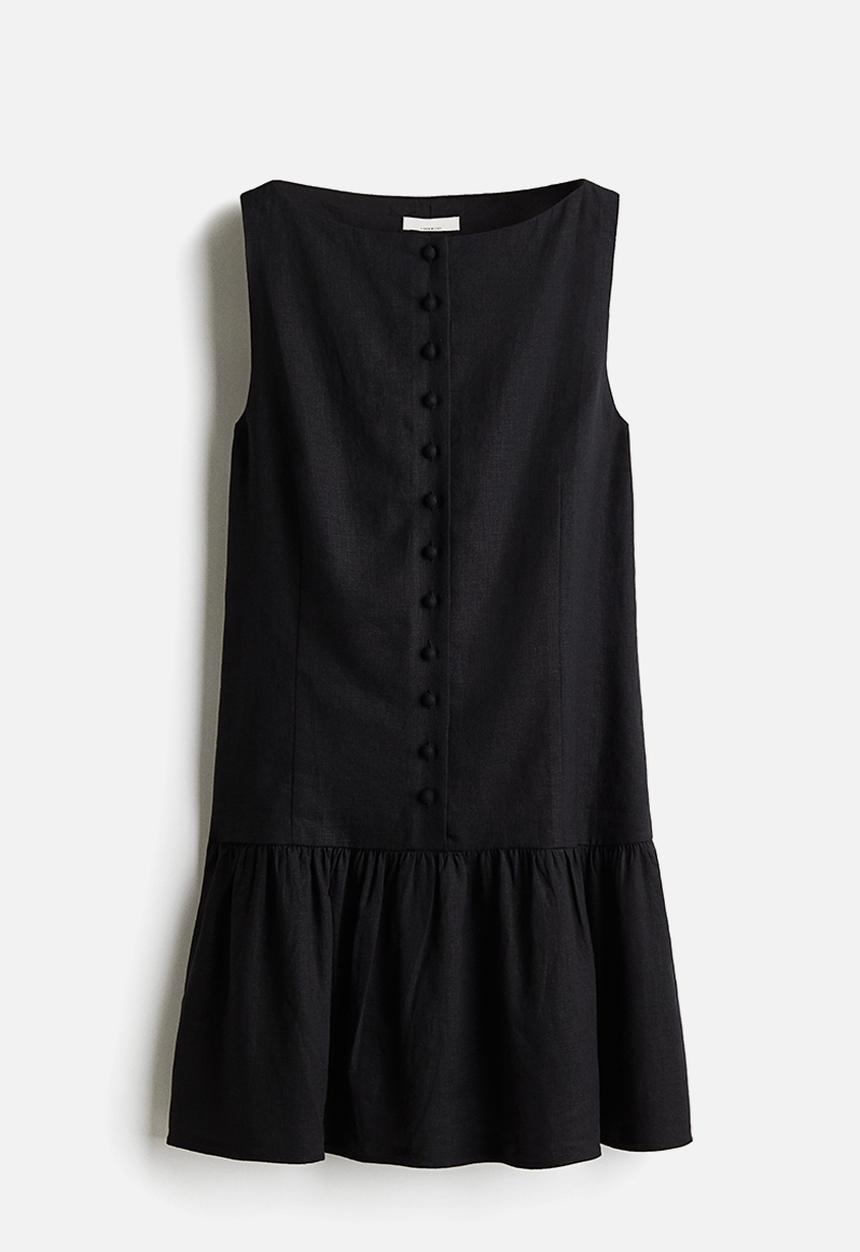 H&M - Linen-blend dress - black