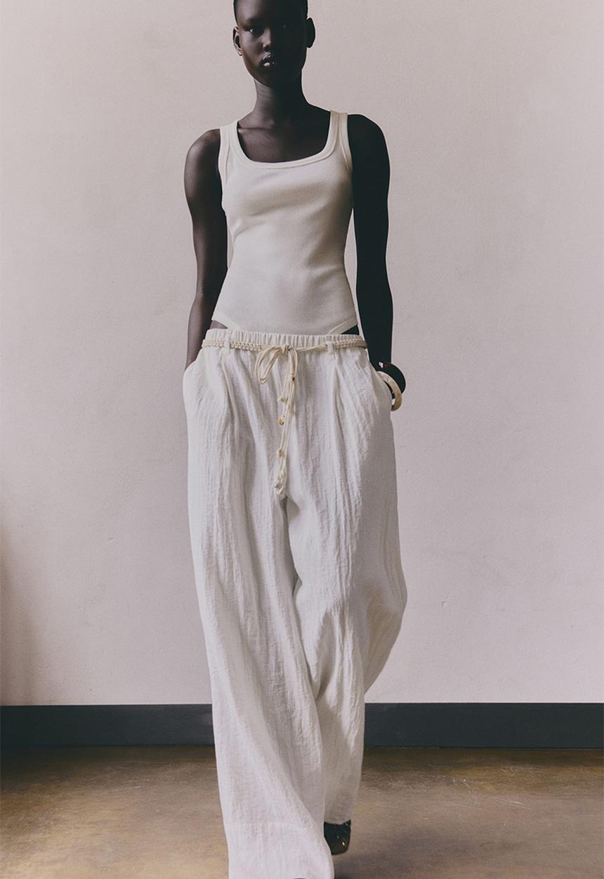 H&M - Macramé-belt trousers - white