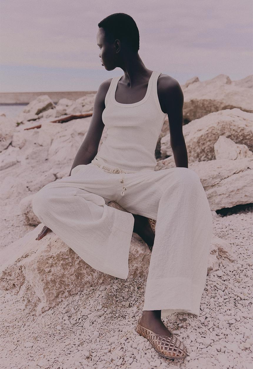 H&M - Macramé-belt trousers - white