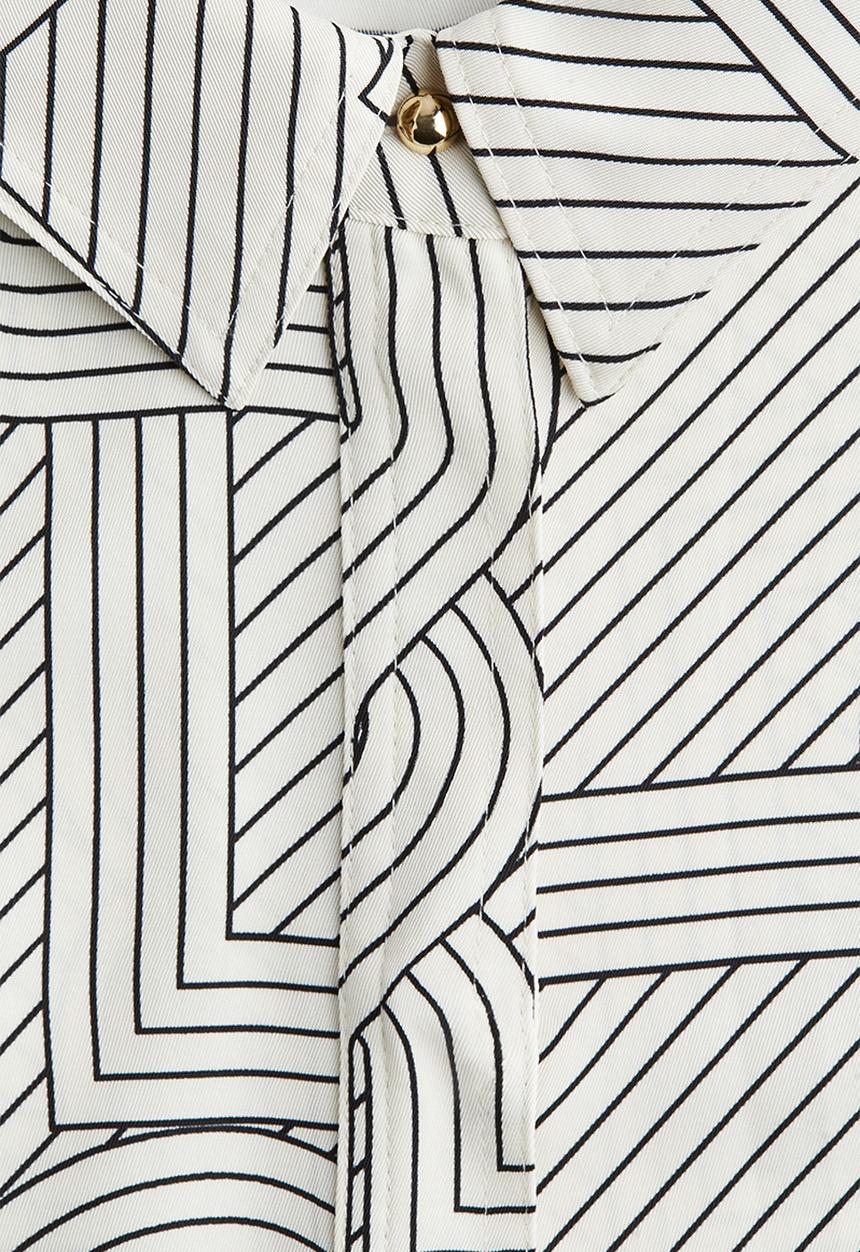H&M - Belted shirt dress - cream patterned 