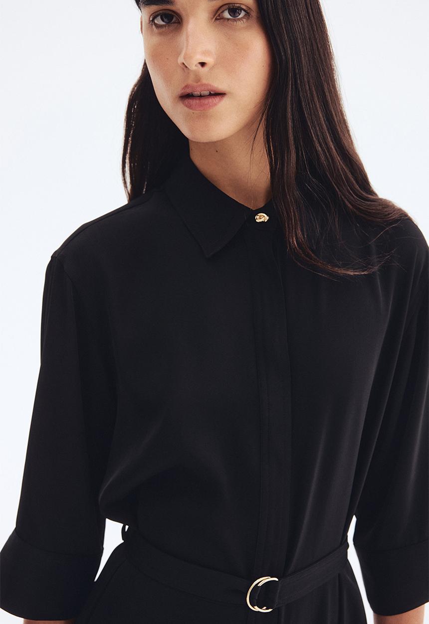 H&M - Belted shirt dress - black