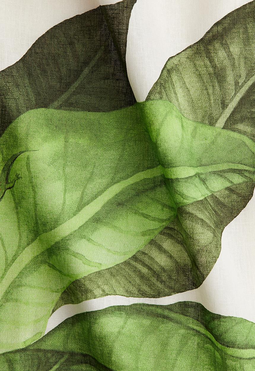 H&M - Linen-blend strappy dress - white leaves