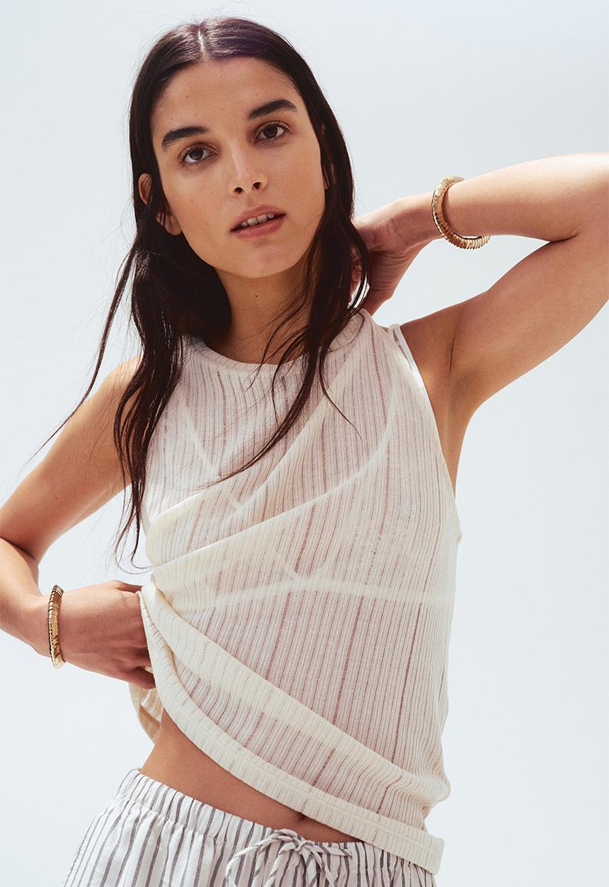 H&M - Rib-knit vest top - cream