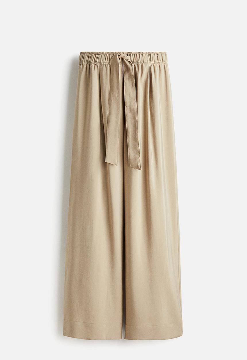 H&M - Wide tie-belt trousers - beige