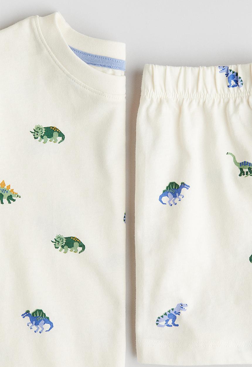 H&M - Printed jersey pyjamas - white/dinosaurs 
