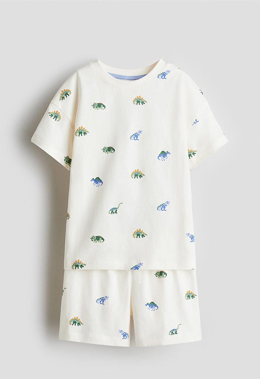 H&M - Printed jersey pyjamas - white/dinosaurs 
