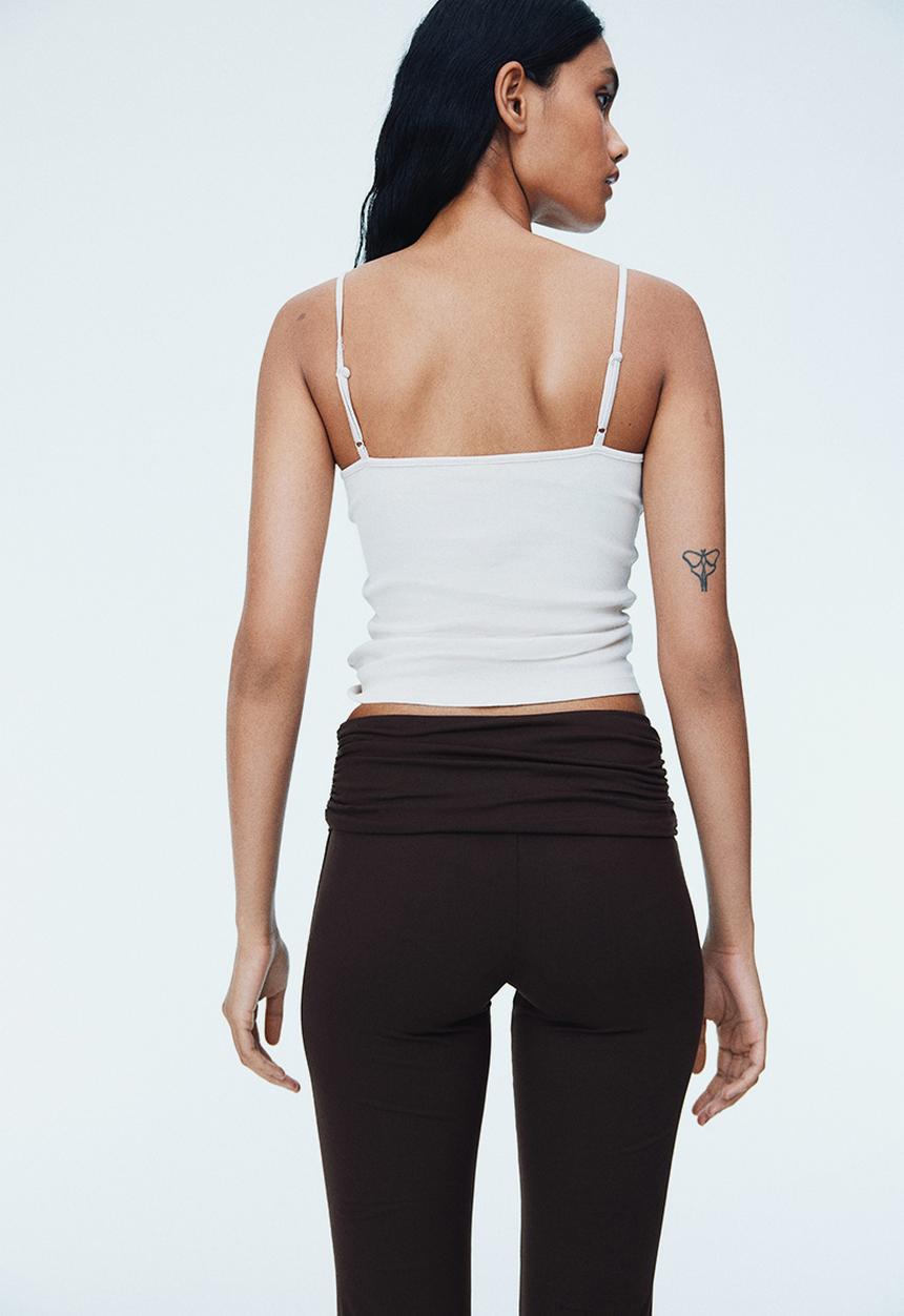H&M - Gathered microfibre yoga pants - dark brown