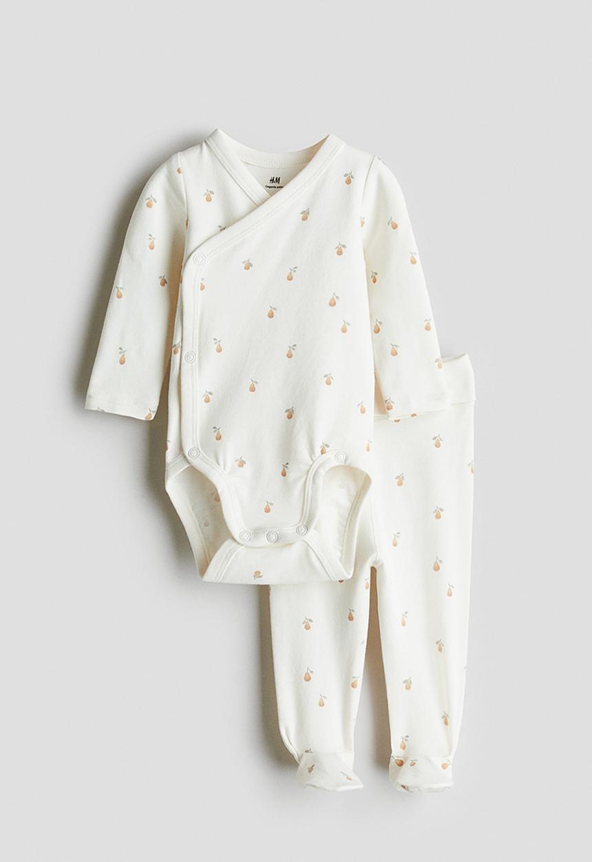 H&M - 2-Piece cotton set - white/pears 