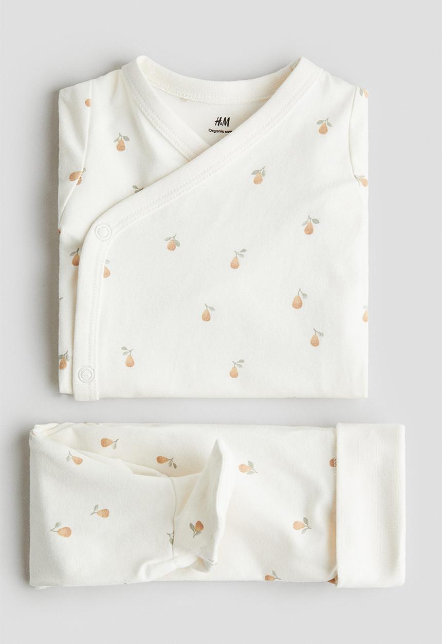 H&M - 2-Piece cotton set - white/pears 