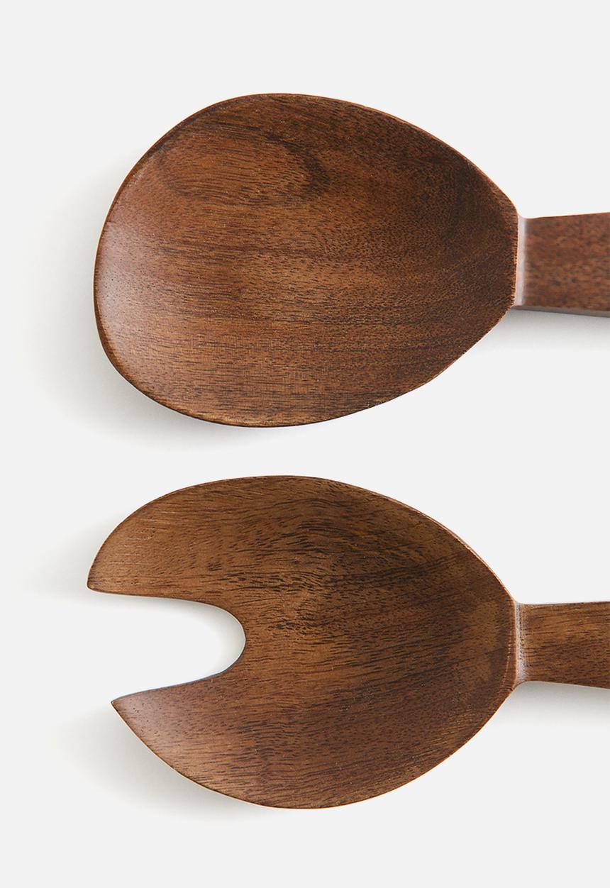 H&M - Mango wood salad servers - brown