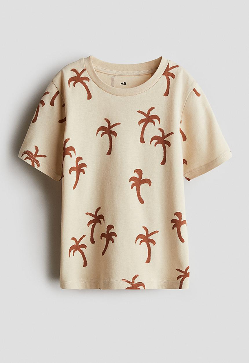 H&M - Printed T-shirt - light beige/palm trees