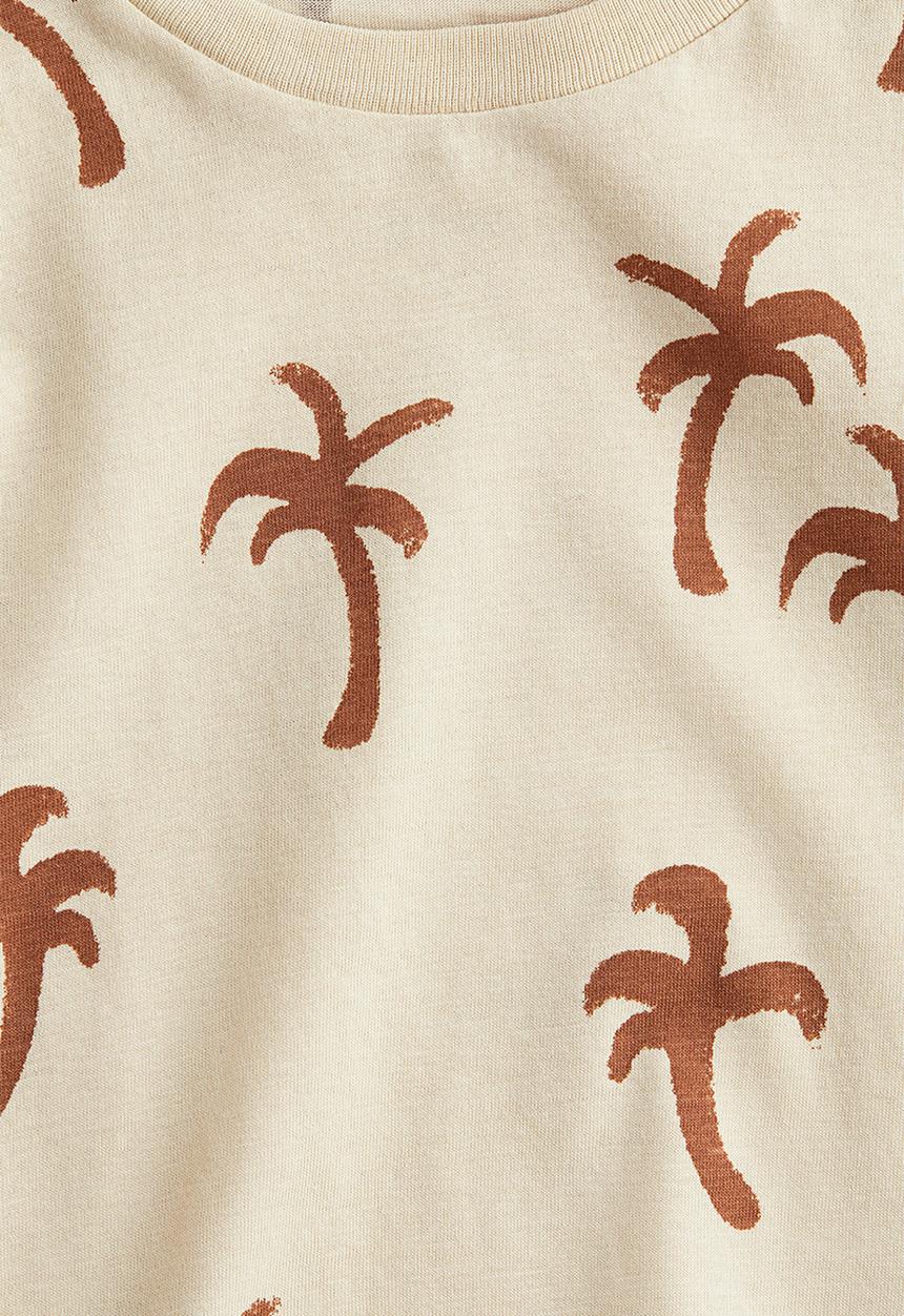H&M - Printed T-shirt - light beige/palm trees