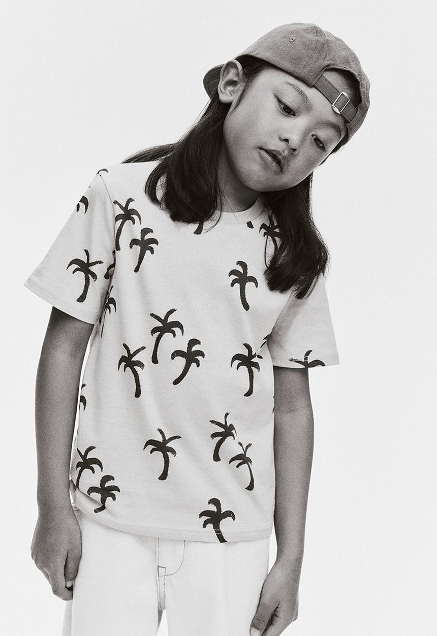 H&M - Printed T-shirt - light beige/palm trees