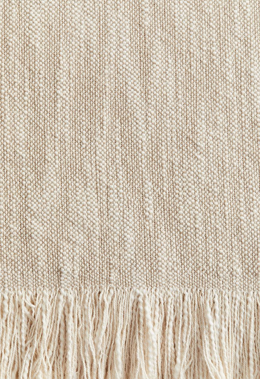 H&M - Fringed slub-weave blanket - beige