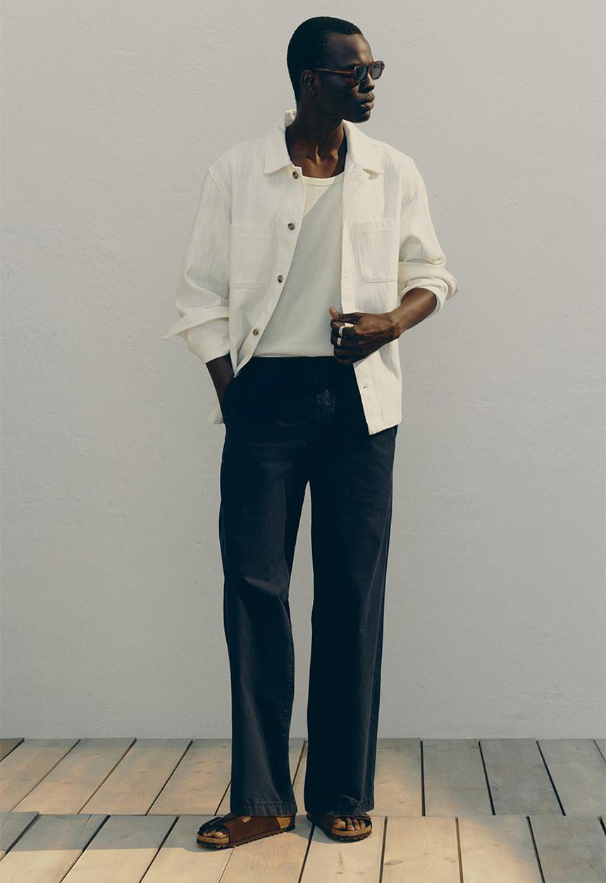 H&M - Relaxed fit cotton trousers - dark blue